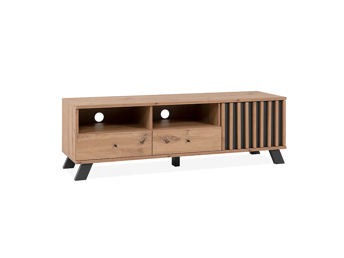 Szafka pod TV 1 drzwi 2 szuflady dąb dekor L138 cm LUBLIN