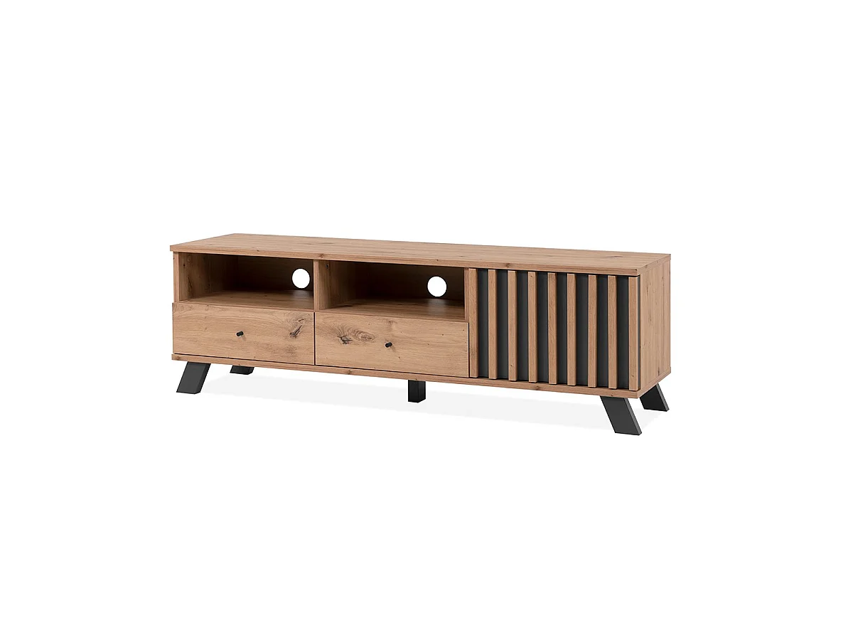 Szafka pod TV 1 drzwi 2 szuflady dąb dekor L138 cm LUBLIN