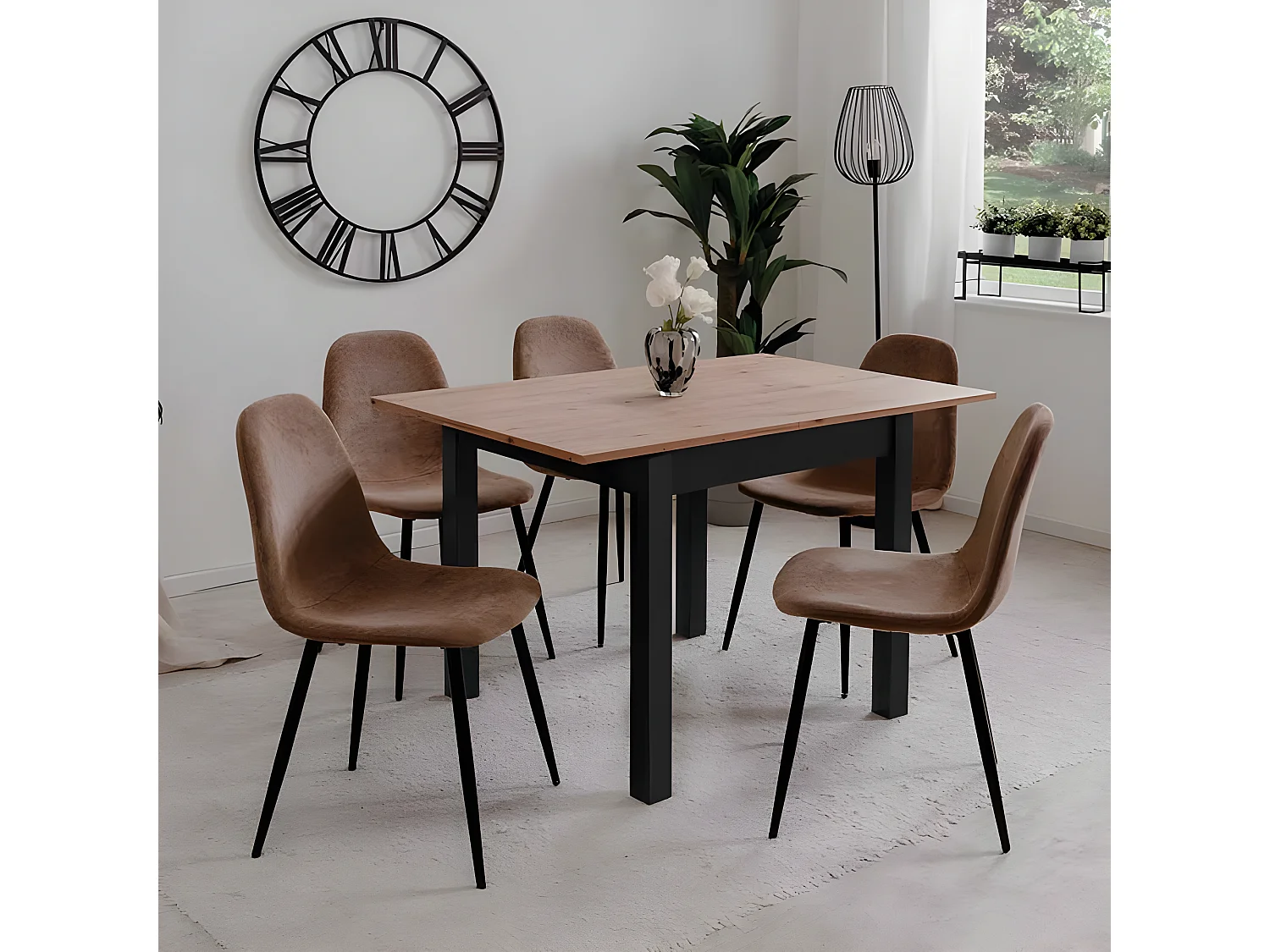 Chaise velours beige pieds métal Anya