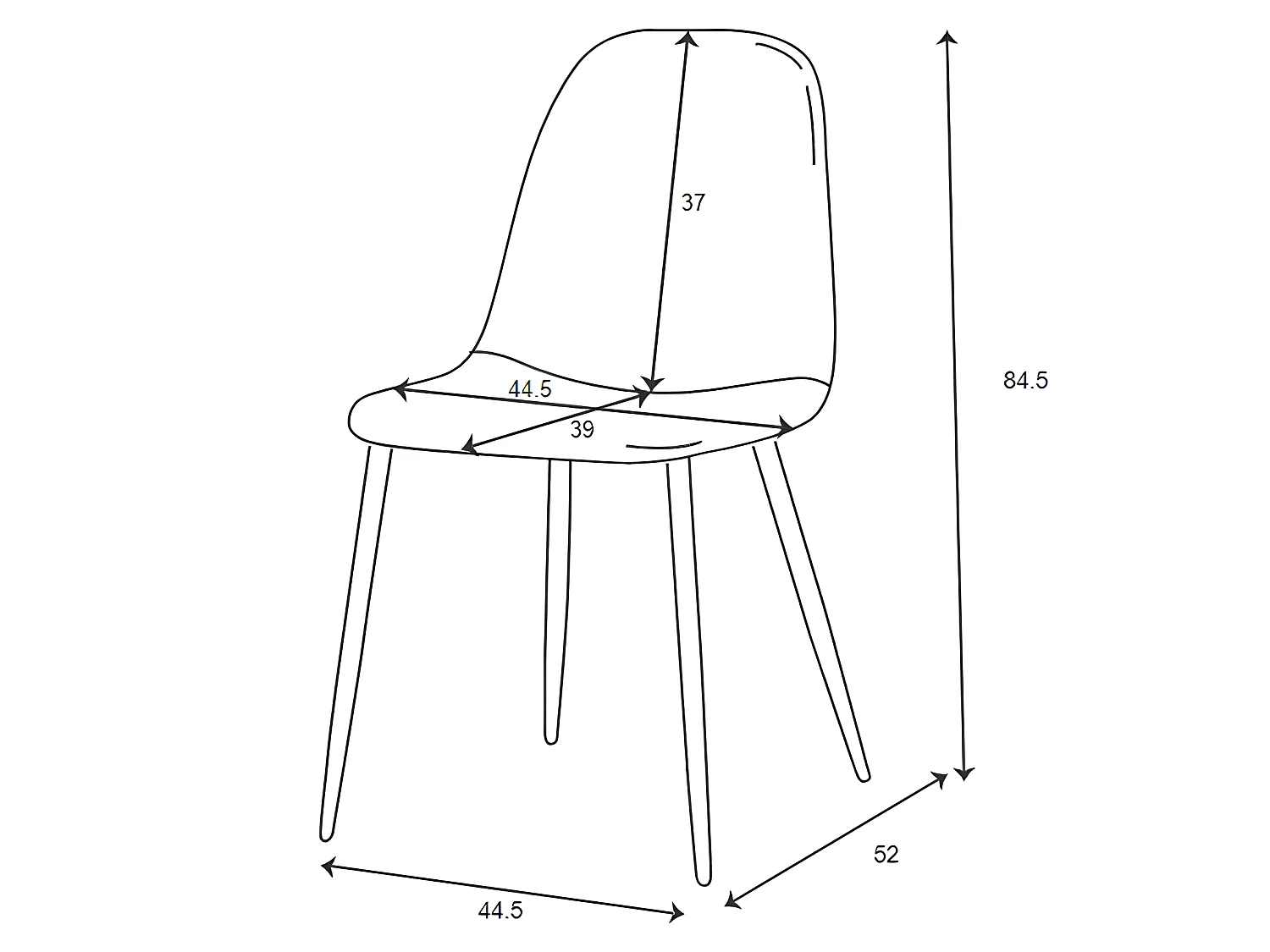 Chaise velours beige pieds métal Anya
