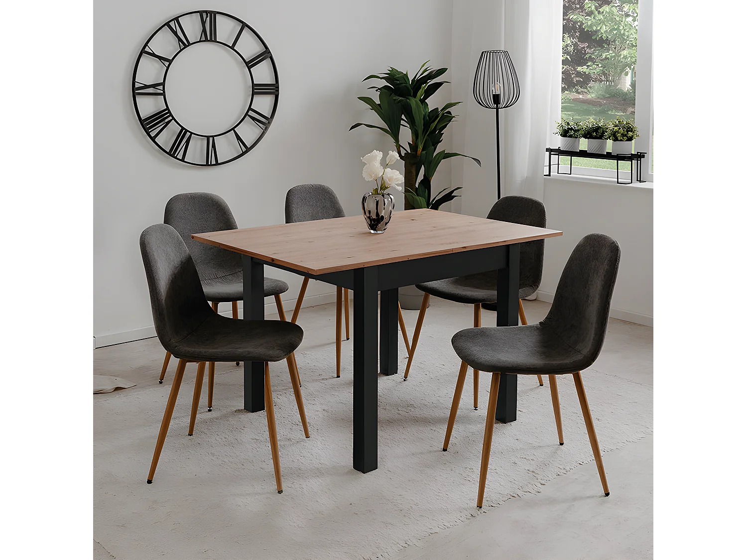 Chaise velours gris pieds métal Anya