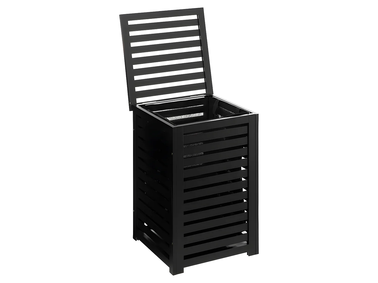 Cesto de la ropa de bambú negro 65 L