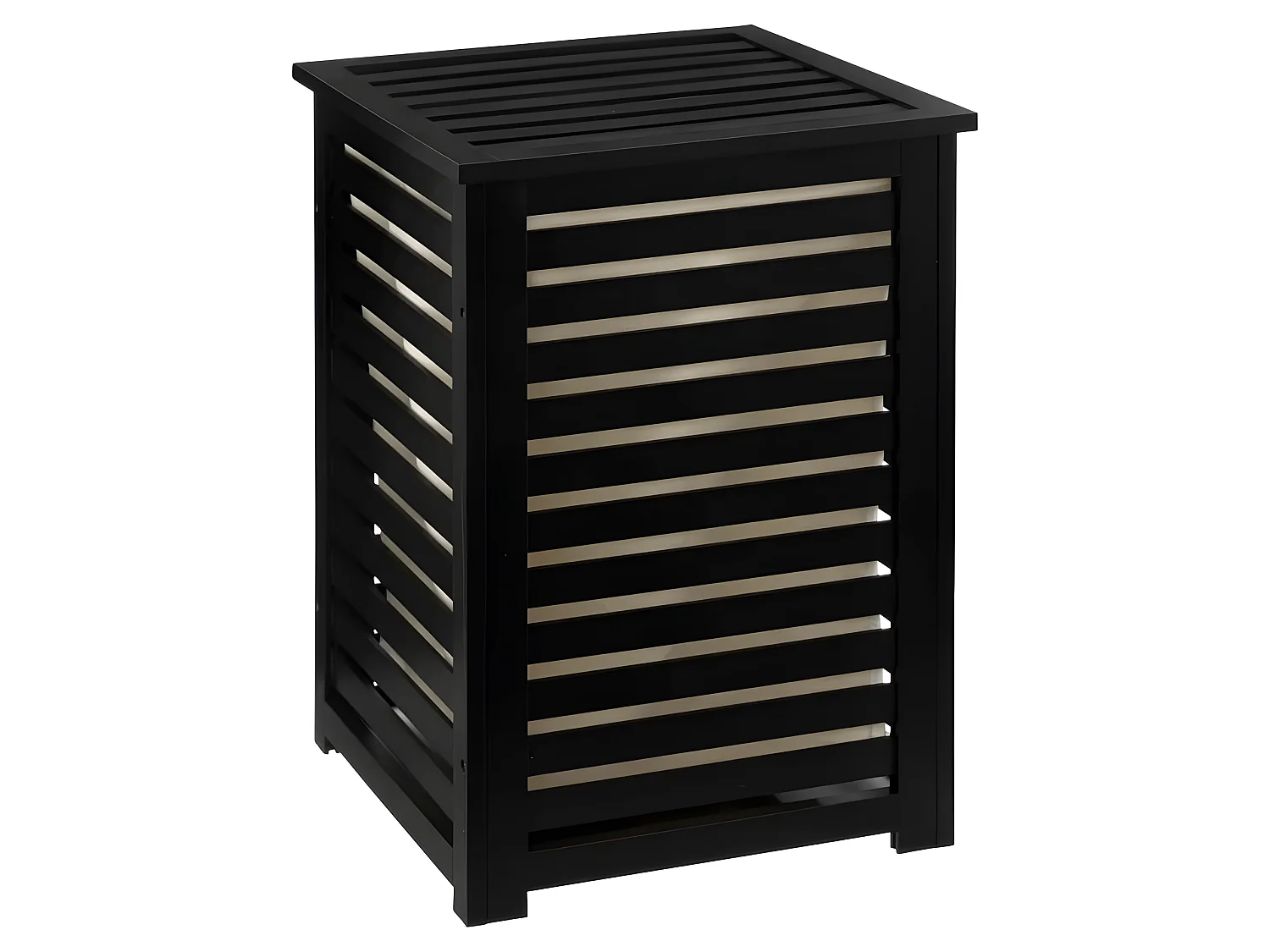 Cesto de la ropa de bambú negro 65 L