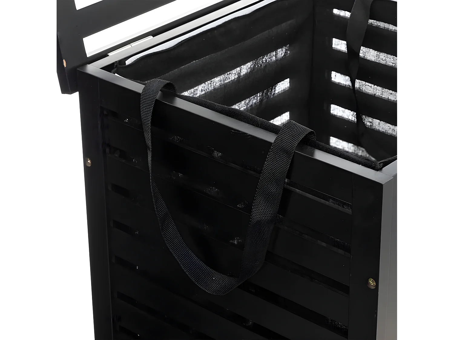 Cesto de la ropa de bambú negro 65 L