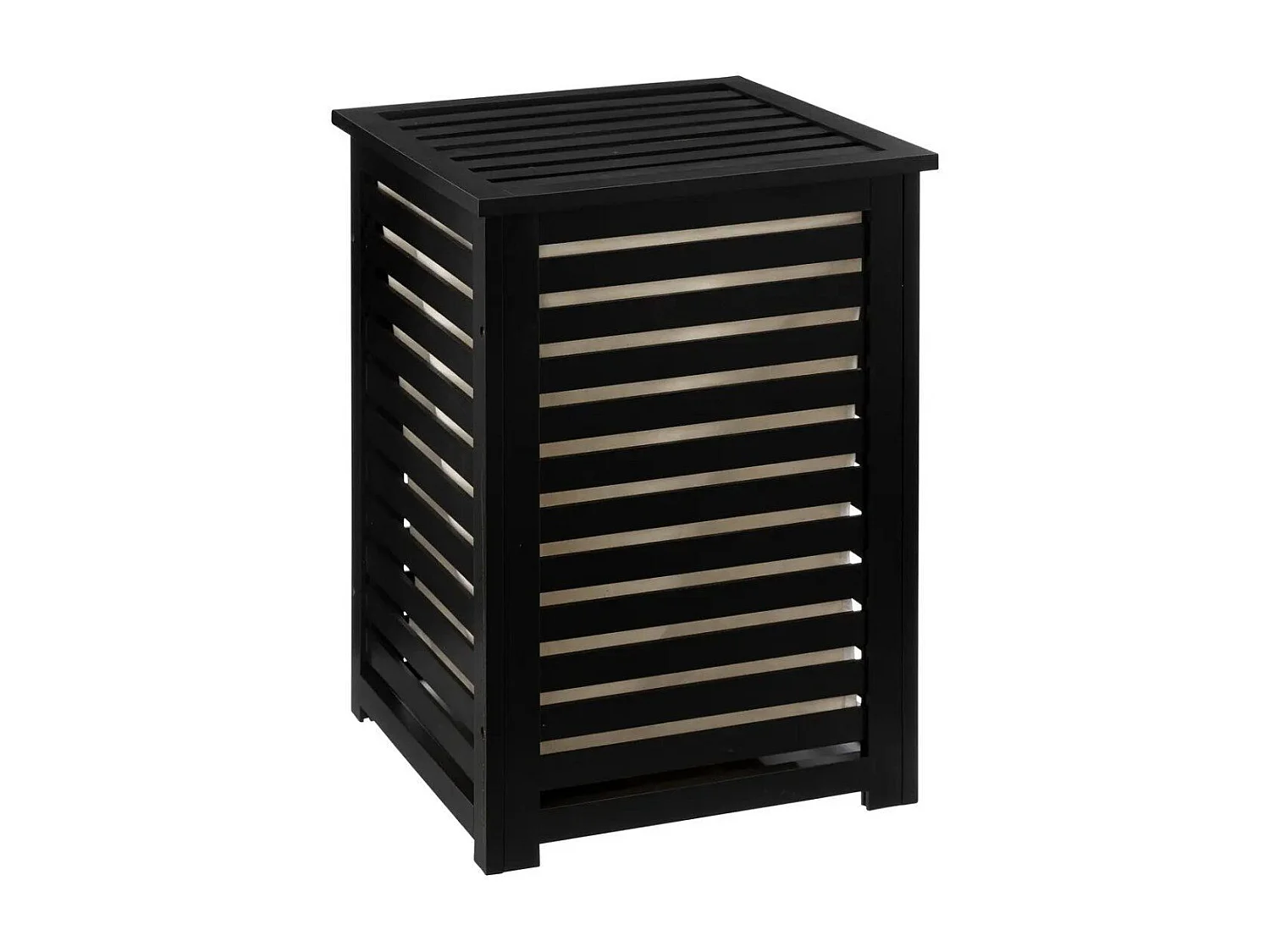 Schwarzer Bambus-Wäschekorb 65 L 40 x 40 x 58 cm