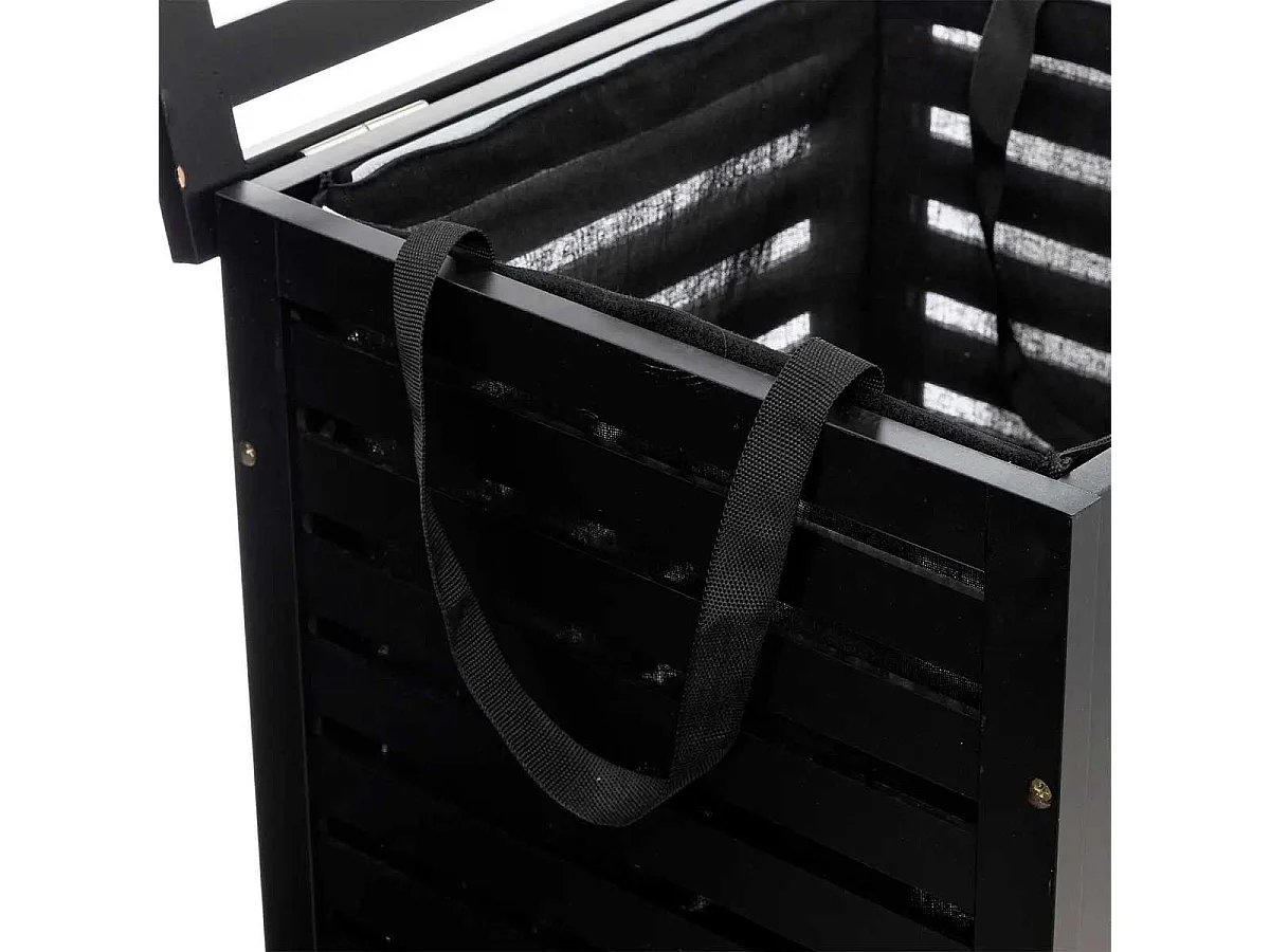 Schwarzer Bambus-Wäschekorb 65 L 40 x 40 x 58 cm