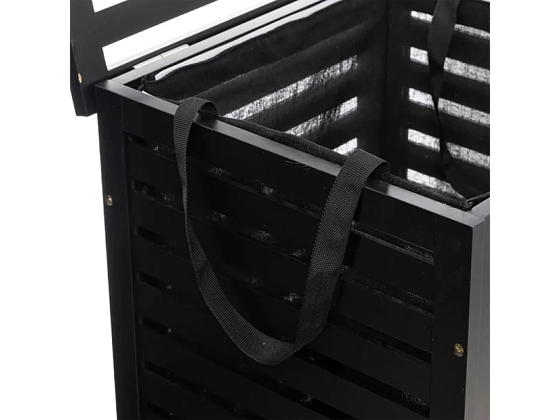 Schwarzer Bambus-Wäschekorb 65 L 40 x 40 x 58 cm