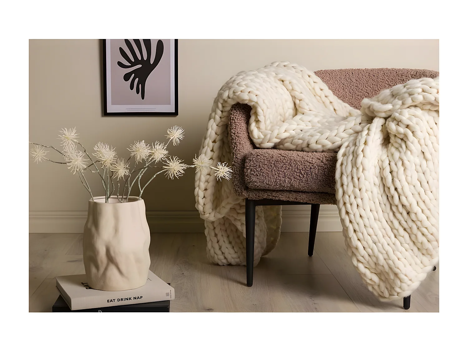 Kate plaid 170x130cm offwhite.