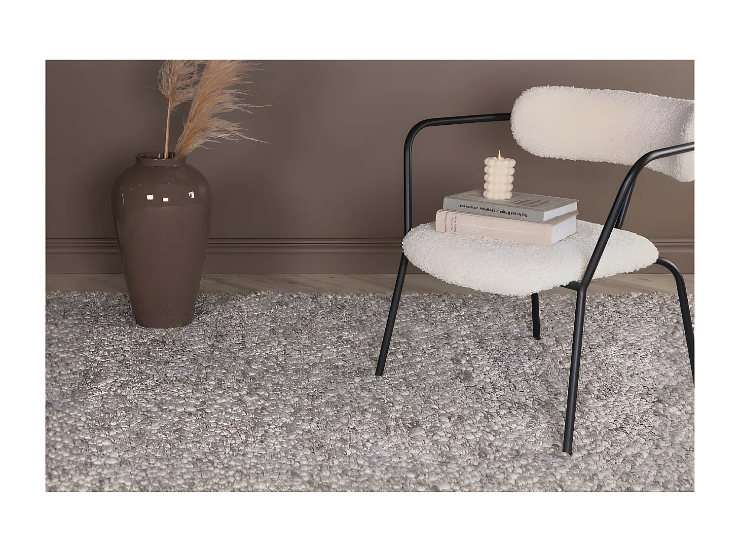 Tapis Déco en Laine "Jajru" 200x300cm Gris Clair