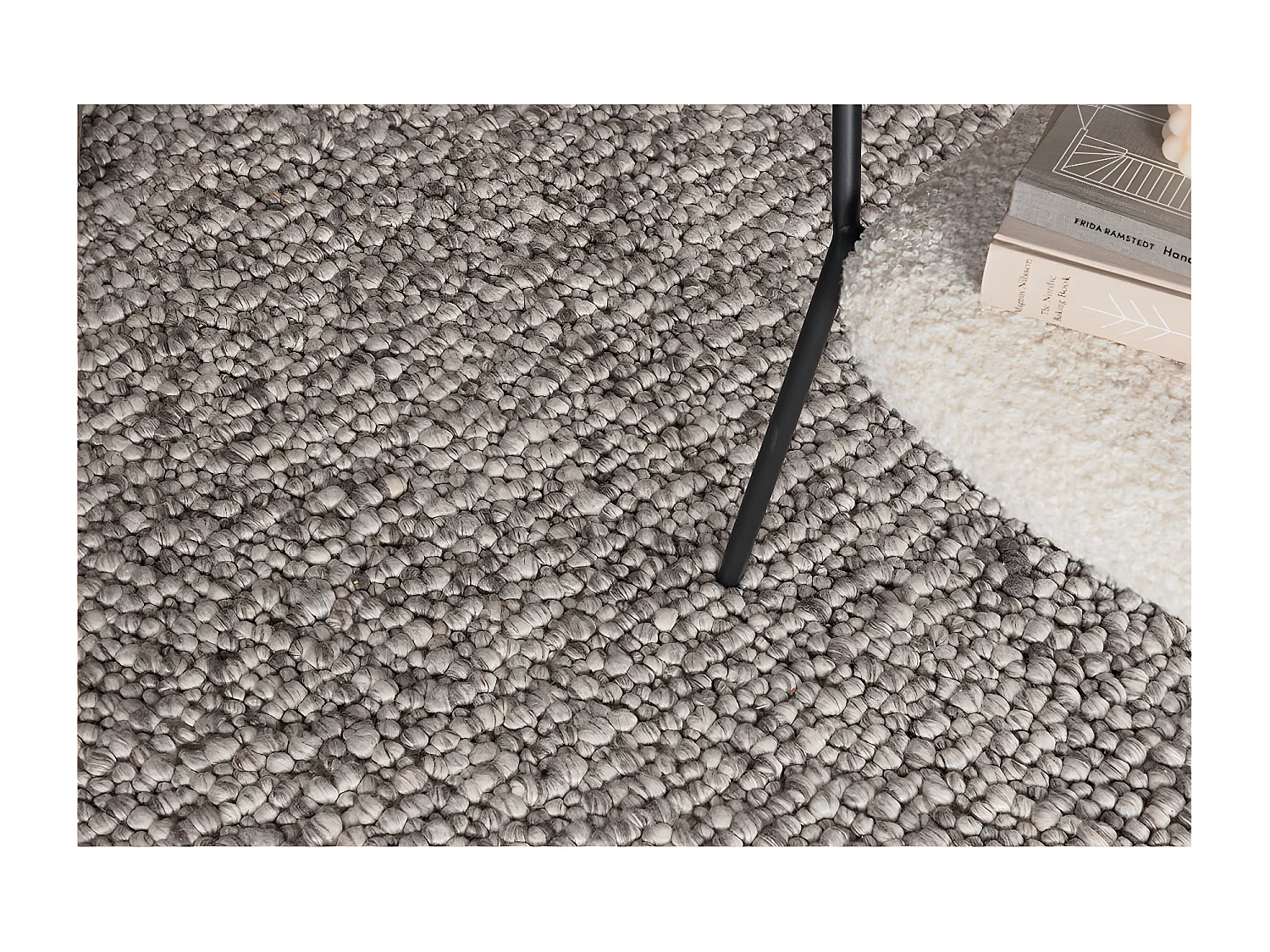 Tapis Déco en Laine "Jajru" 200x300cm Gris Clair