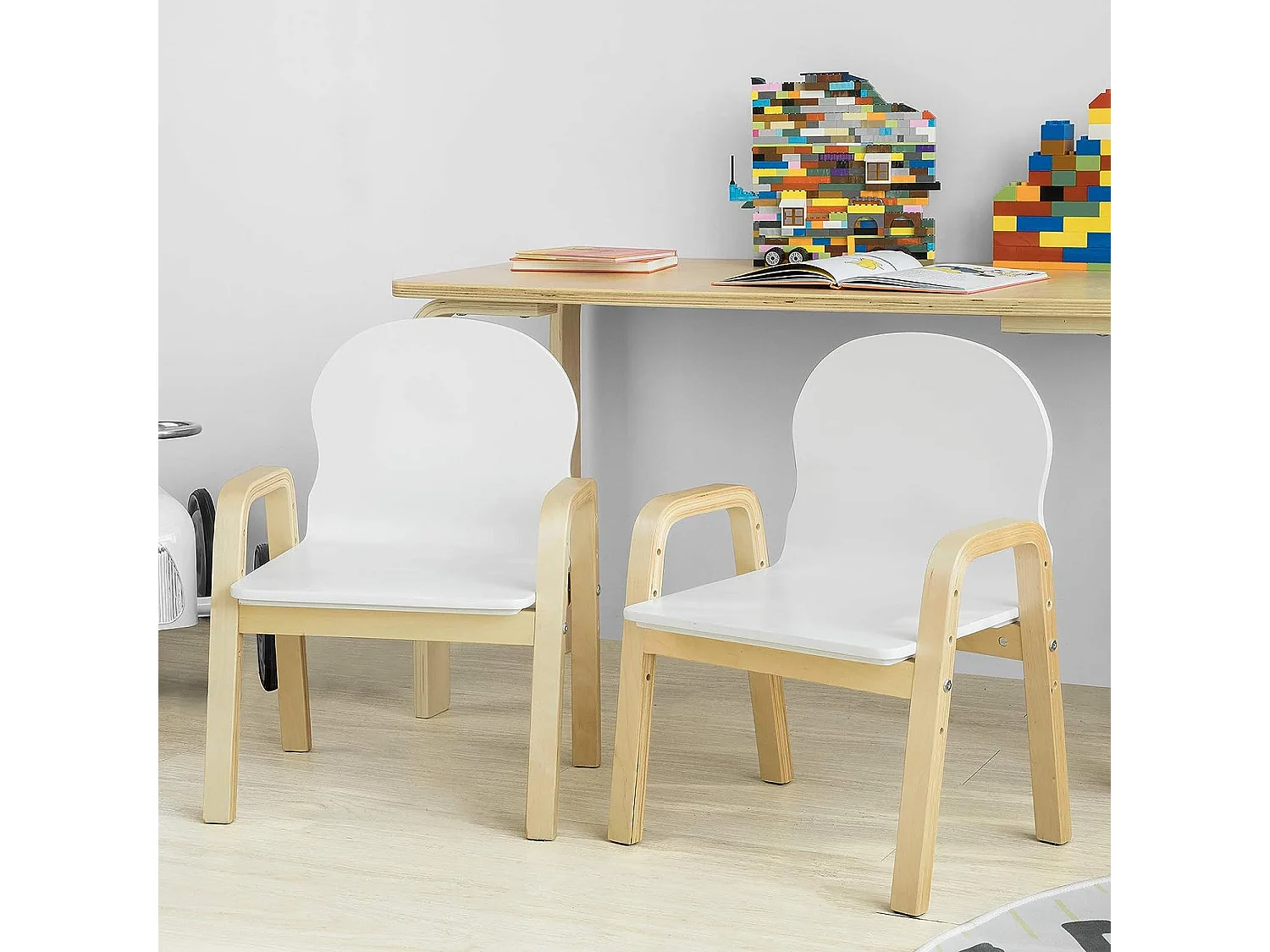 Lot de 2 Chaises Enfant Design Fauteuil pour Enfants avec accoudoirs et Dossier Chaise Confortable Haute qualité- Hauteur réglable,SoBuy KMB24-Wx2