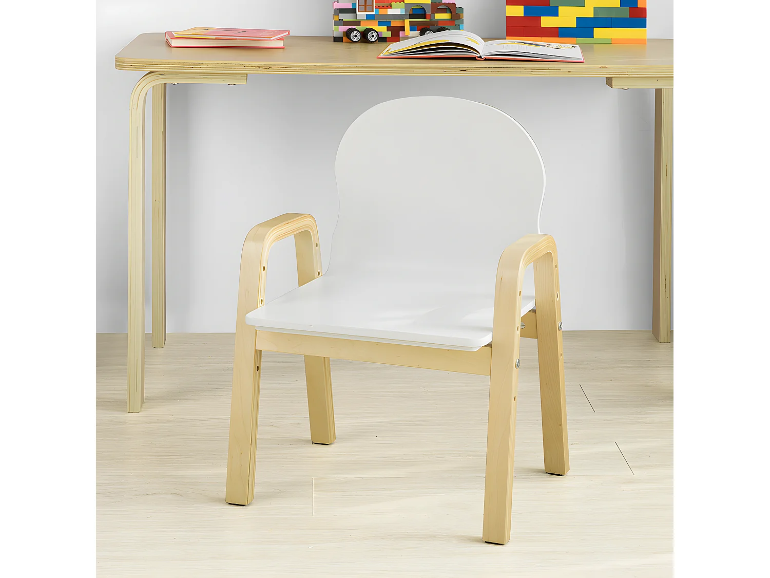 Lot de 2 Chaises Enfant Design Fauteuil pour Enfants avec accoudoirs et Dossier Chaise Confortable Haute qualité- Hauteur réglable,SoBuy KMB24-Wx2