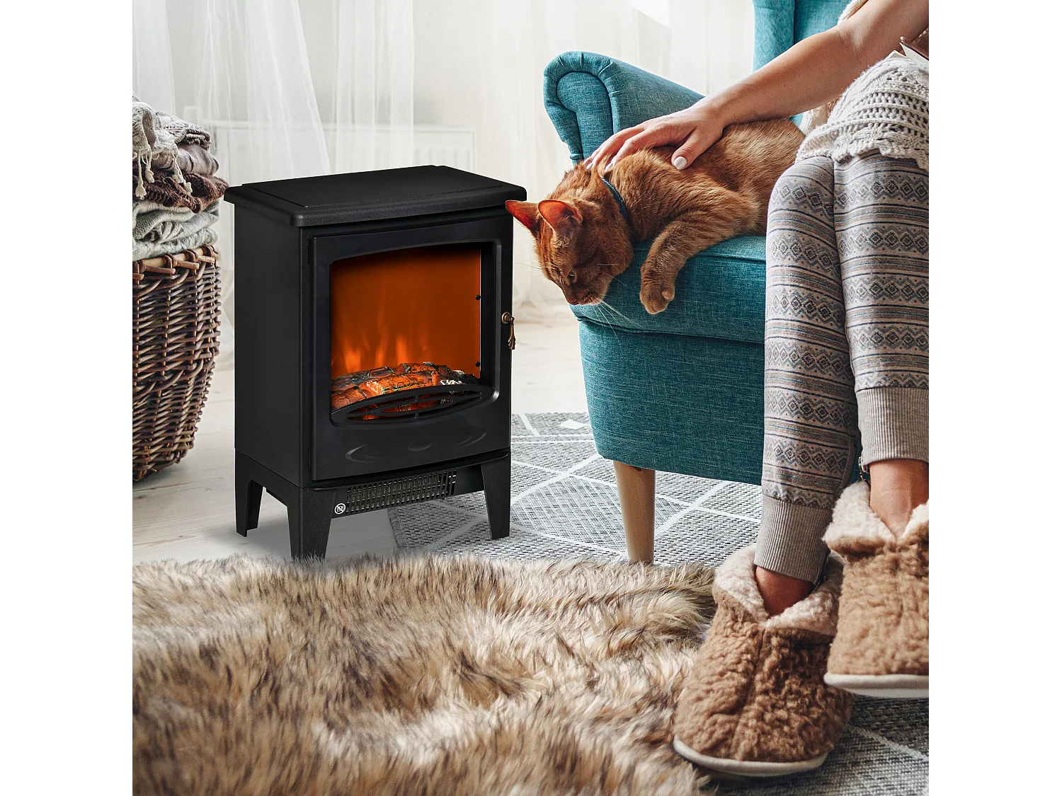 Chimenea eléctrica negro 39x26x54.8 cm HOMCOM