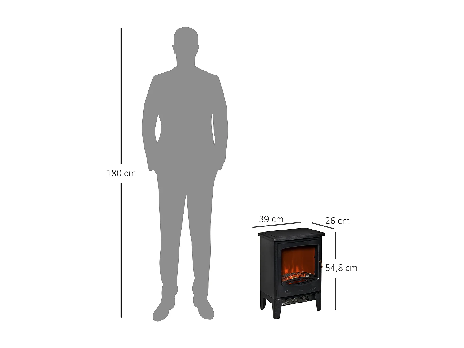 Chimenea eléctrica negro 39x26x54.8 cm HOMCOM
