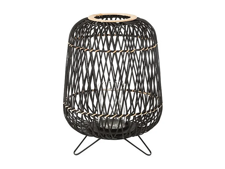 Lanterne Déco "Bambou sur Pied" 57cm Noir