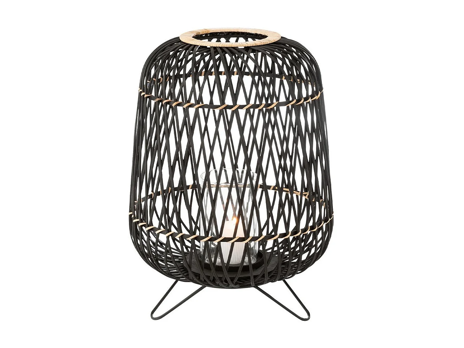 Lanterne Déco "Bambou sur Pied" 57cm Noir