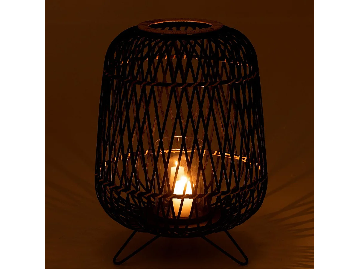 Lanterne Déco "Bambou sur Pied" 57cm Noir