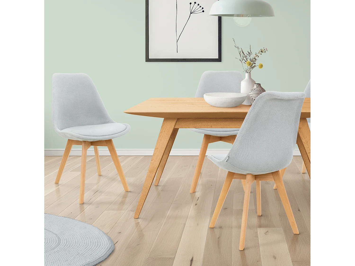 Juego de 4 Sillas de Comedor Sillas de Salón Silla de Cocina Silla de Lino Silla