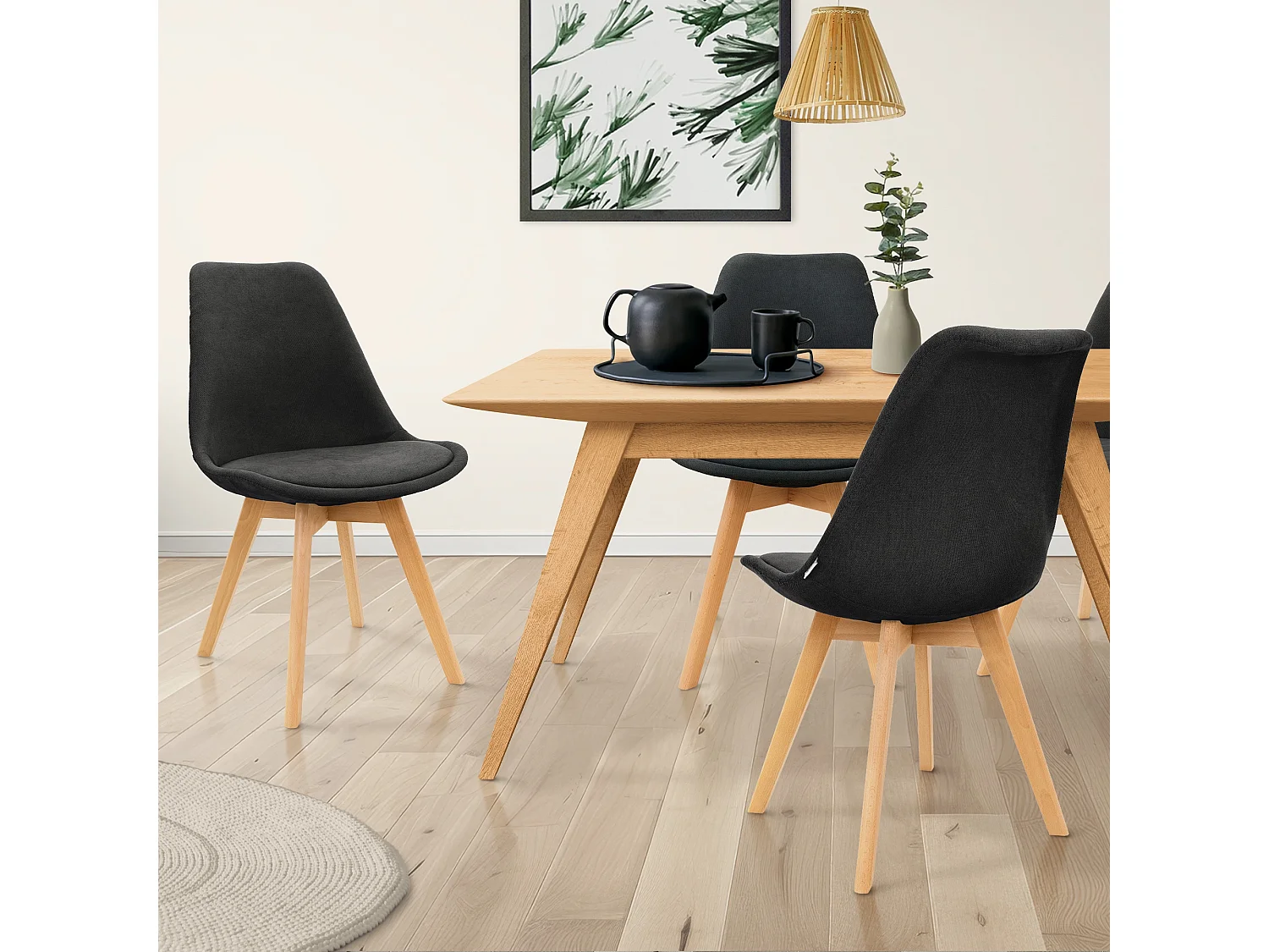 Juego de 4 Sillas de Comedor Sillas de Salón Silla de Cocina Silla de Lino Silla