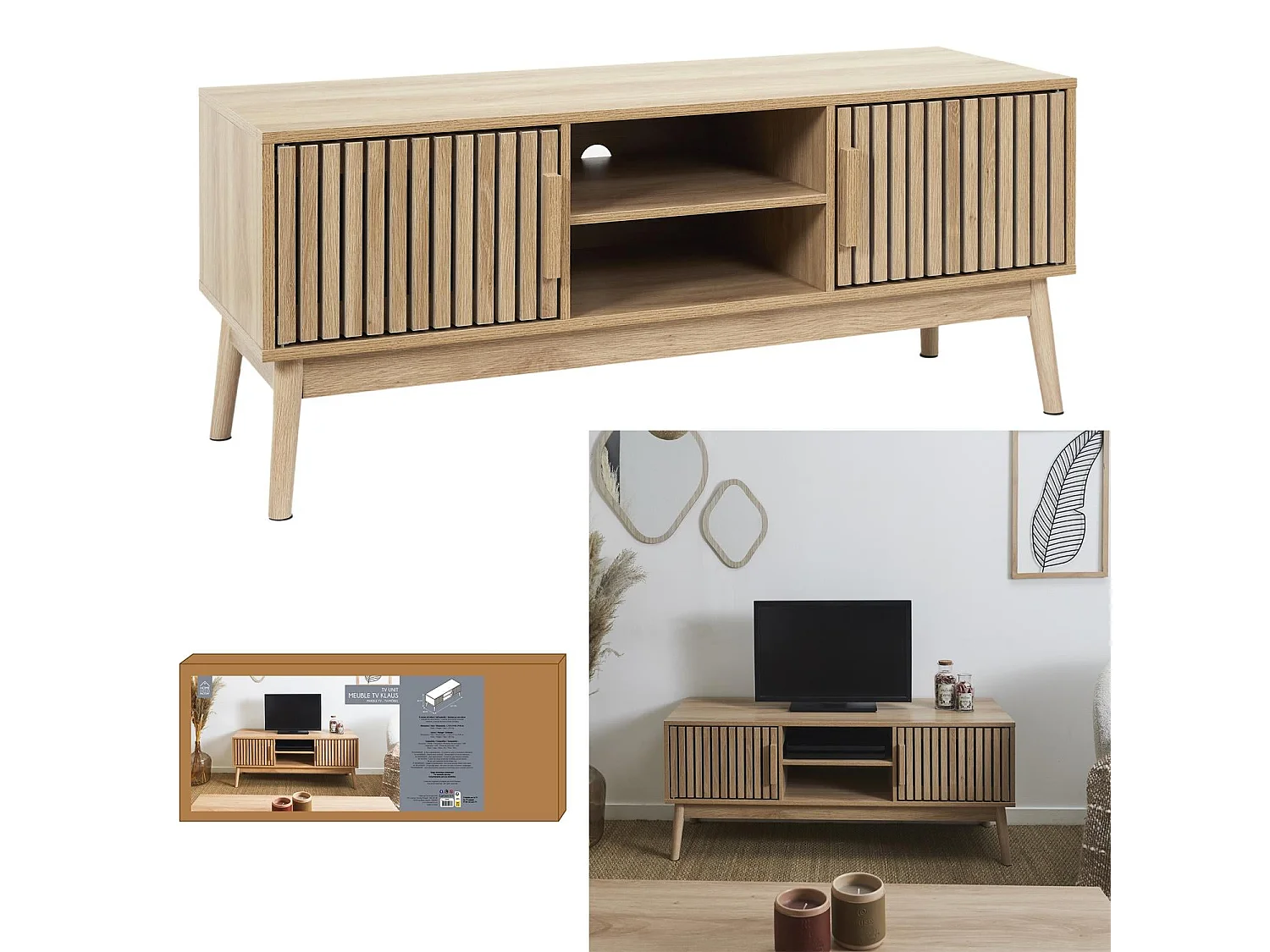 Meuble TV - HOME DECO FACTORY - Klaus - Pratique - Marron