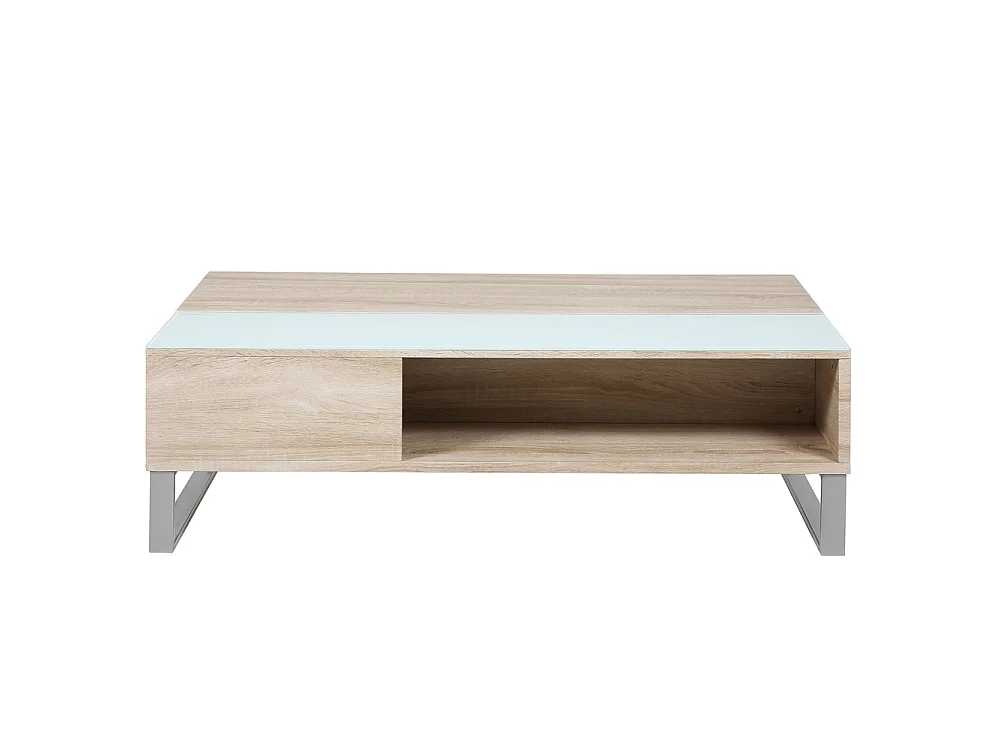 Salontafel - 110x60 cm - opklapbaar met gehard glazen element - Sonoma eiken - KOSTRENA