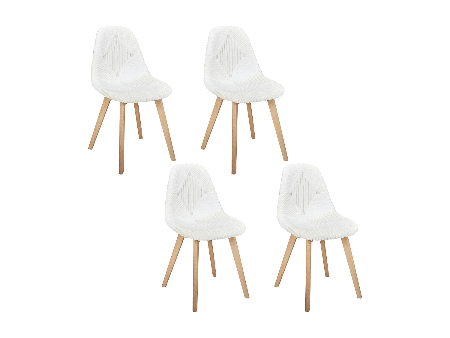 Chaise Scandinave Patchwork Blanc - Lot De 4 Beige, Marron