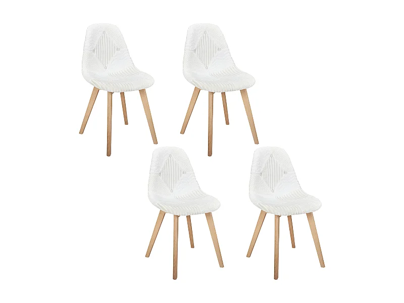 Chaise Scandinave Patchwork Blanc - Lot De 4 Beige, Marron