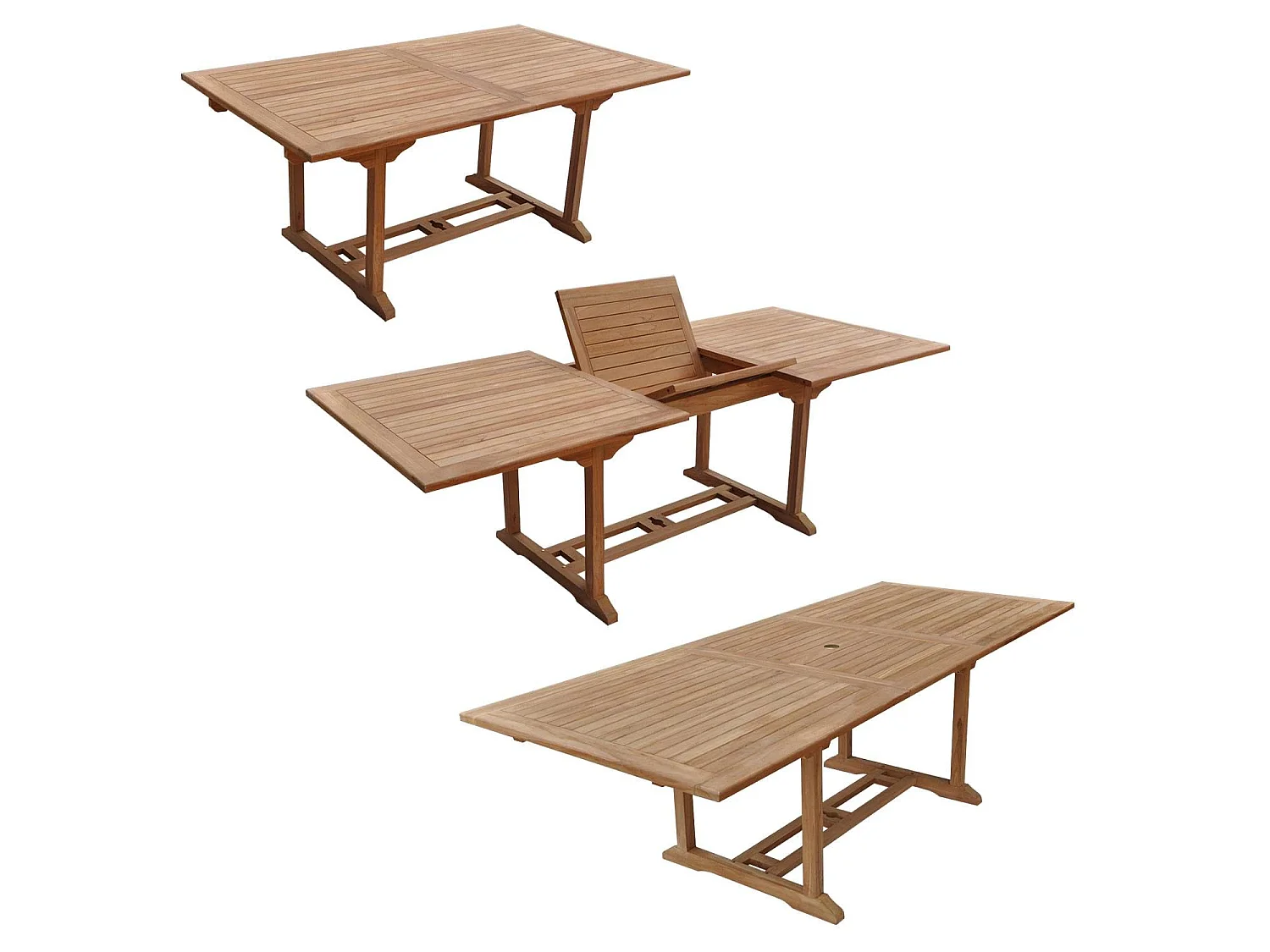 SALENTO - Ensemble table de jardin rectangulaire extensible et chaises pliantes en teck - 180 à 240 CM - 8 Personnes - Chaises X 8