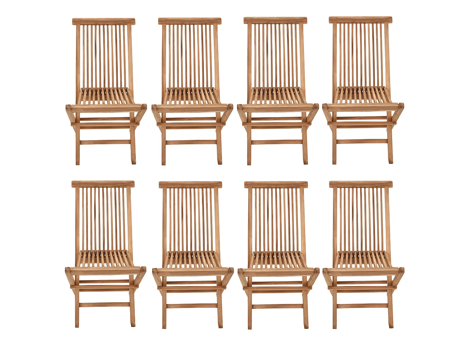 SALENTO - Ensemble table de jardin rectangulaire extensible et chaises pliantes en teck - 180 à 240 CM - 8 Personnes - Chaises X 8