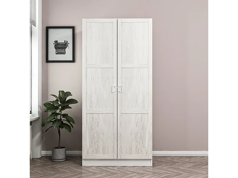 Armoire 2 Portes Blanc Dégringolé 190 x 52 x 90