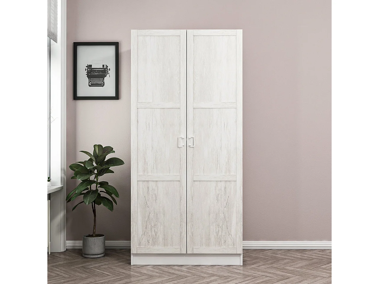 Armoire 2 Portes Blanc Dégringolé 190 x 52 x 90
