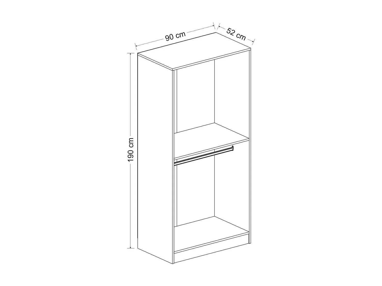 Armoire 2 Portes Blanc Dégringolé 190 x 52 x 90