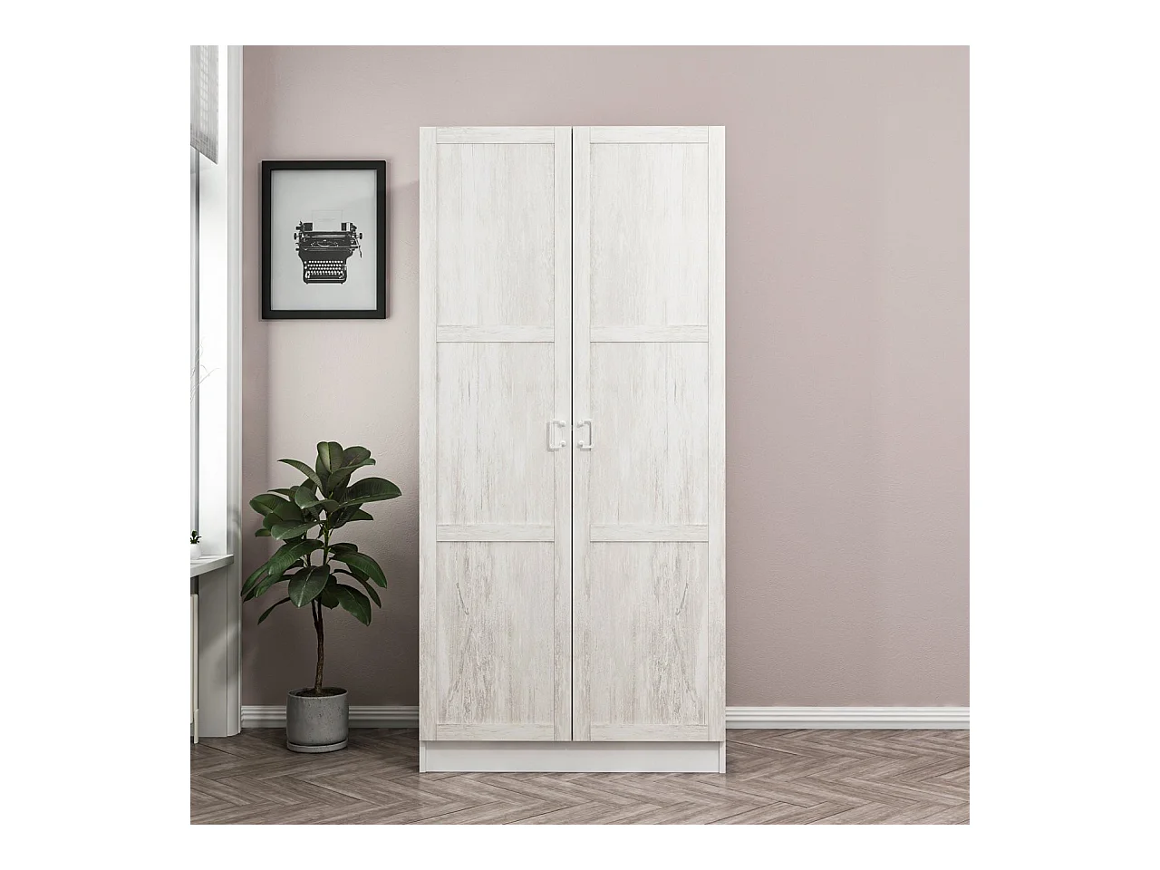 Armoire 2 Portes Blanc Dégringolé 190 x 52 x 90