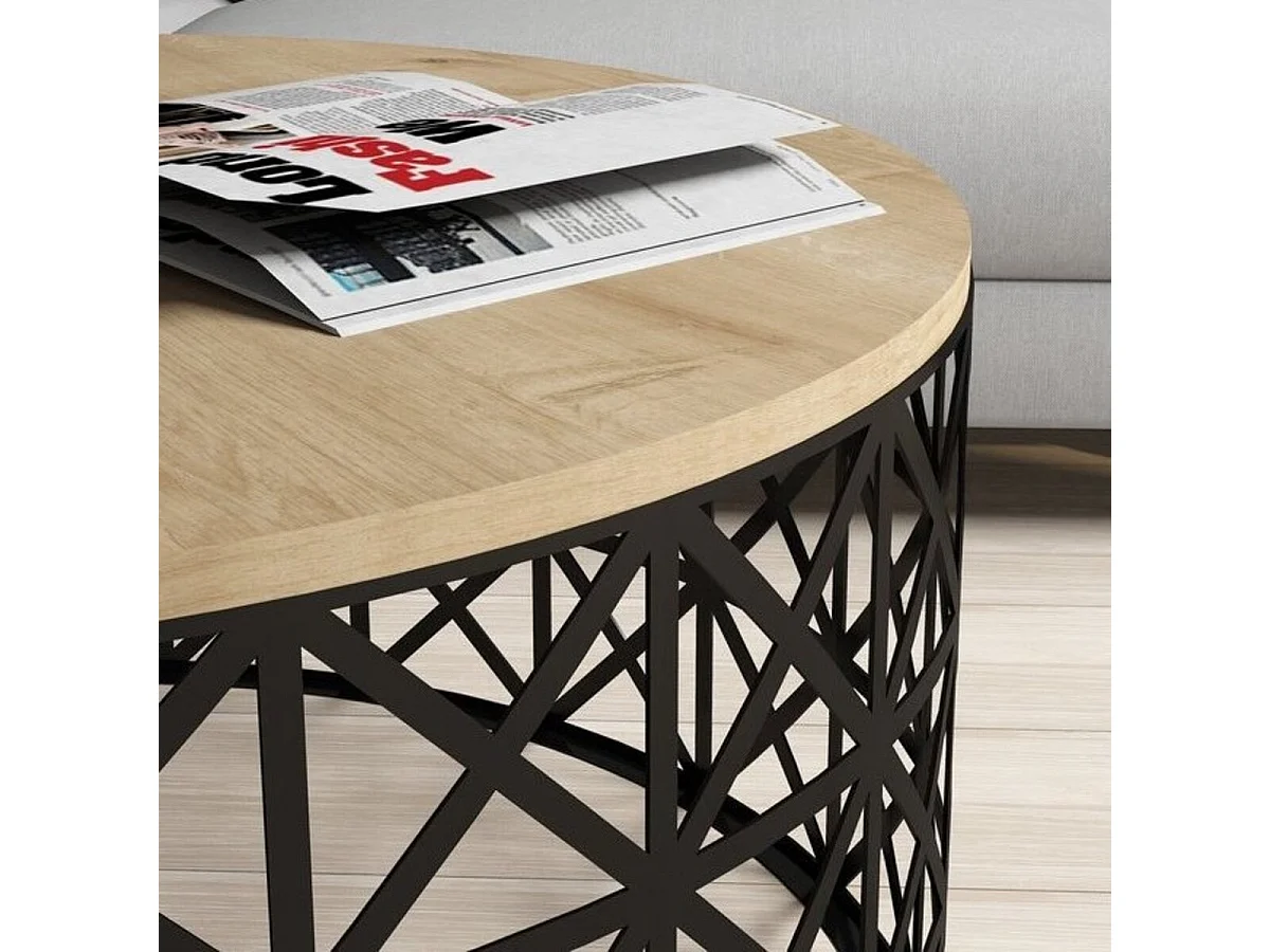 Table basse SELIN coloris chêne 90 x 90 x 38 cm