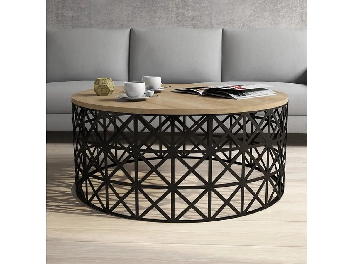 Table basse SELIN coloris chêne 90 x 90 x 38 cm