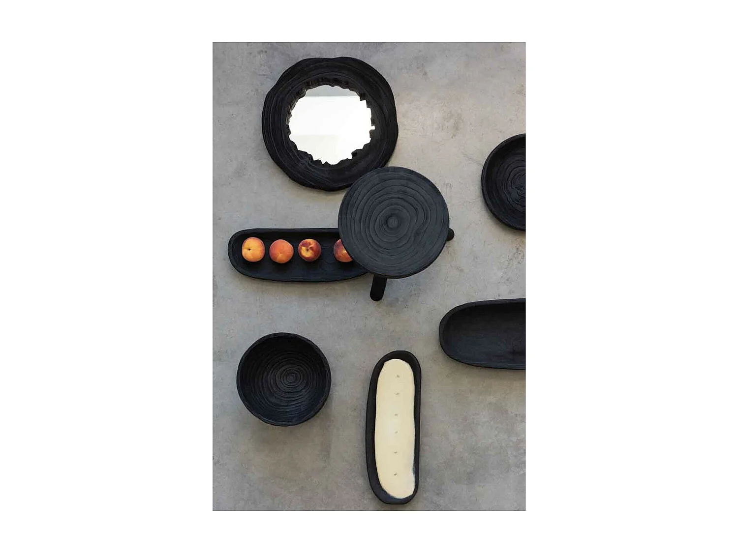 Miroir Mural Déco en Bois "Jenny" 42cm Noir