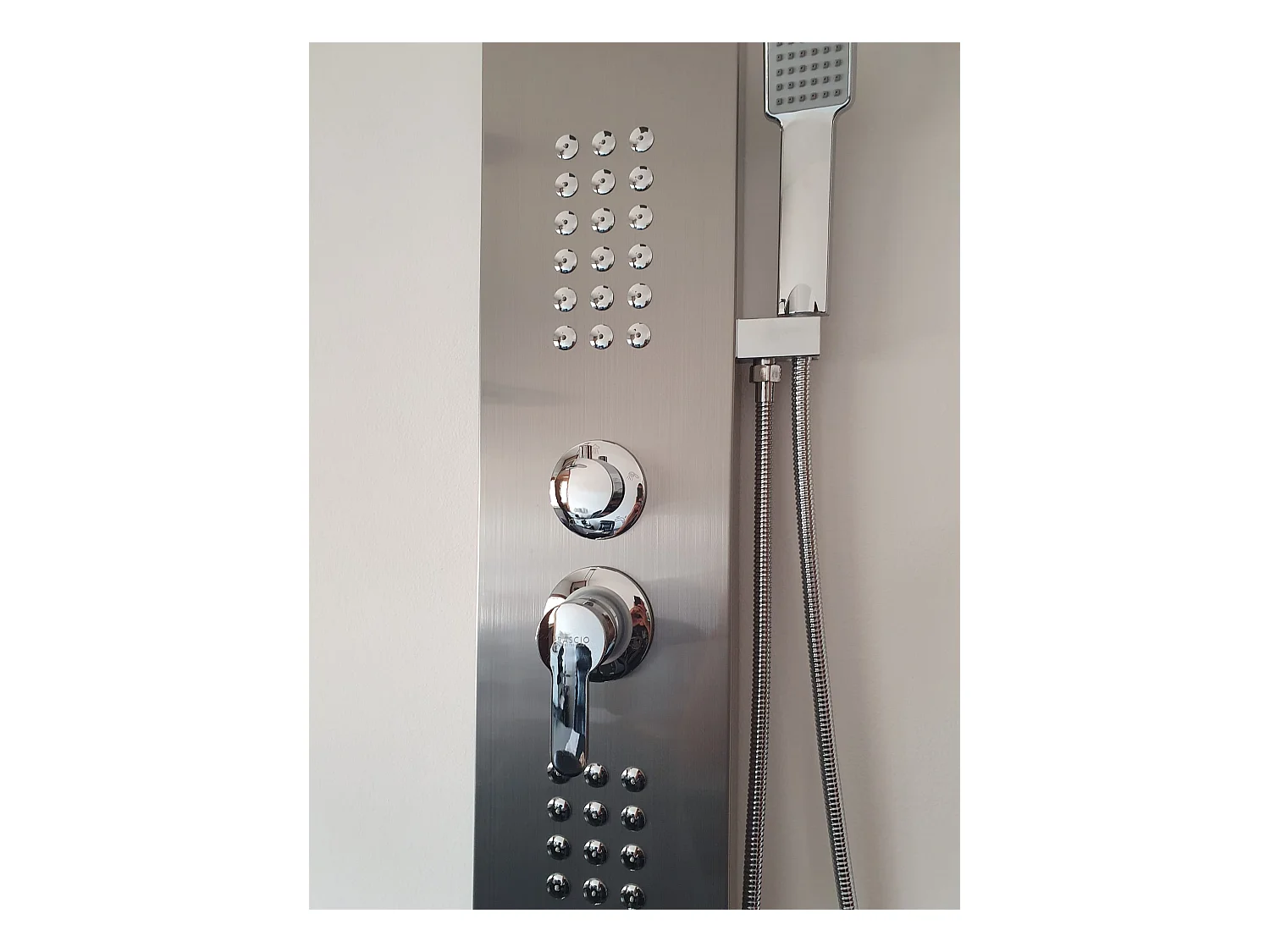 Fra9010 Colonne d'hydromassage 90 degrés satiné en acier inoxydable 18/10