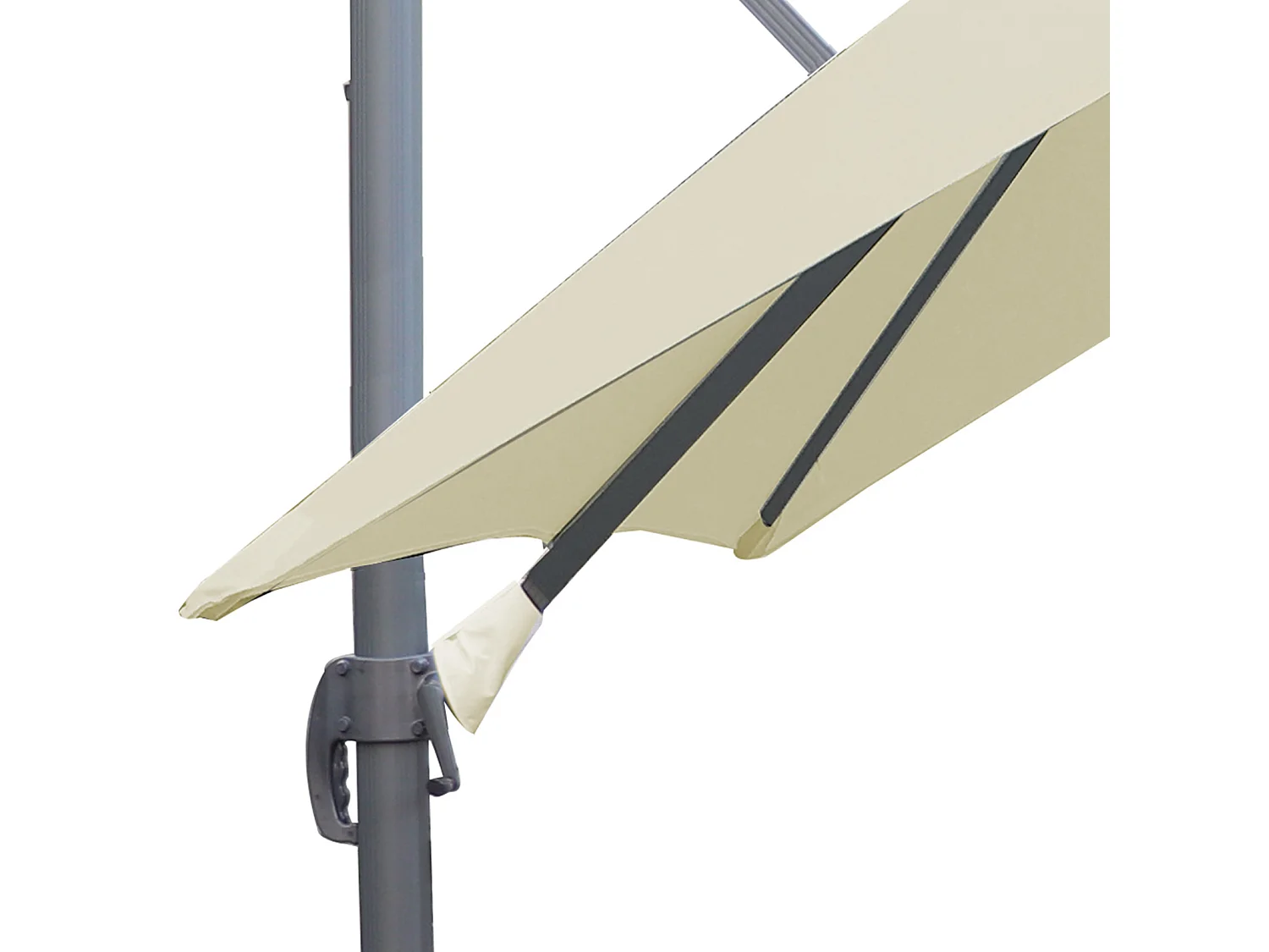 Conjunto Parasol Chillvert Roma de Luxe 300x400x280 cm de Alumunio Color Beige + Base Parasol 97,5x98x18,5 cm de Resina