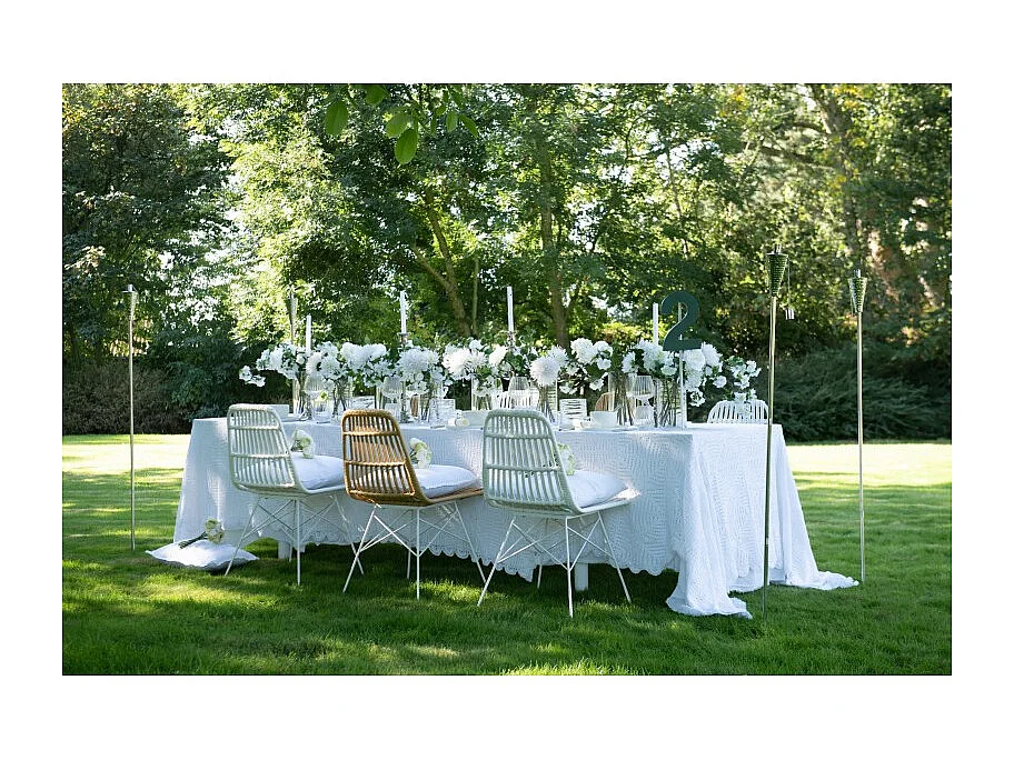 Nappe Déco en Coton "Dentelle" 130x180cm Blanc