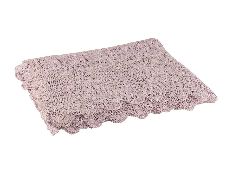 Nappe Déco en Coton "Dentelle" 130x180cm Rose Mauve