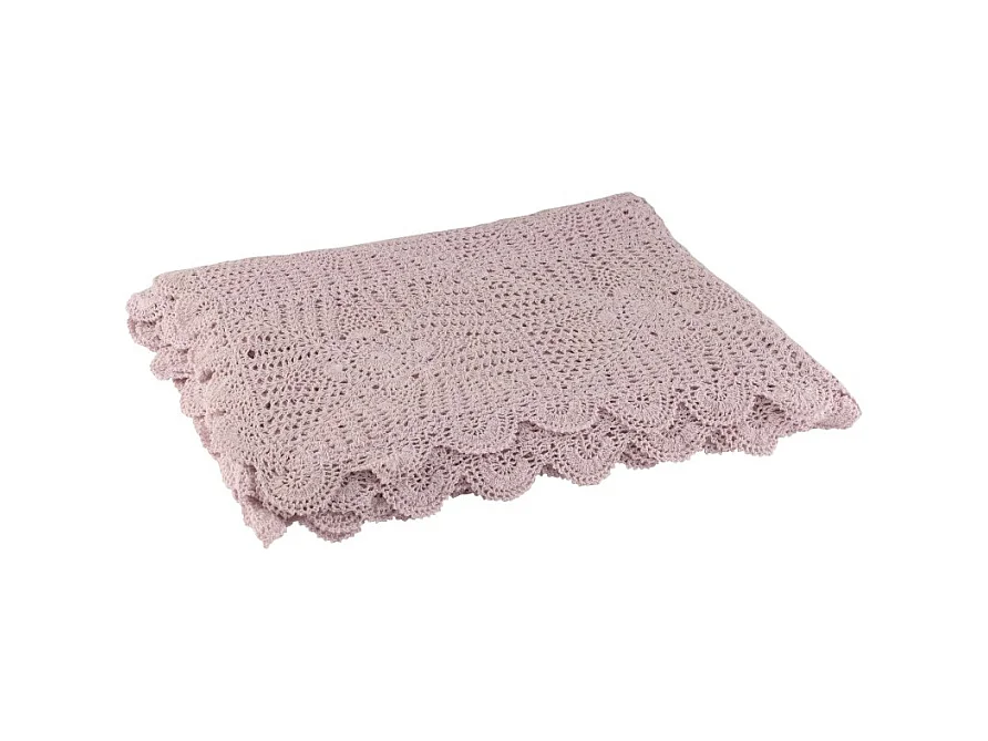 Nappe Déco en Coton "Dentelle" 130x180cm Rose Mauve