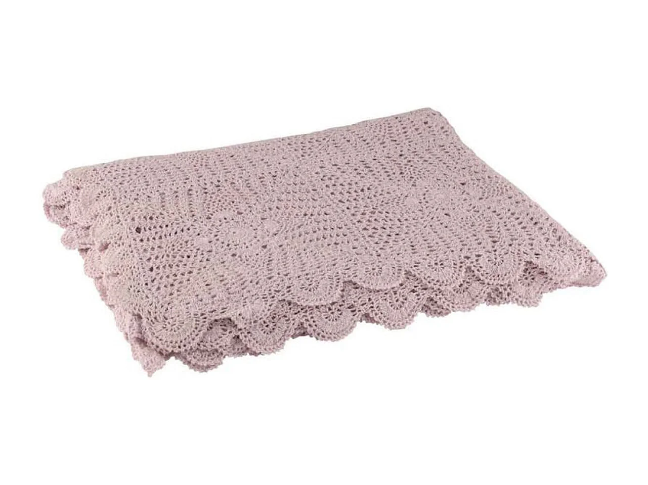 Nappe Déco en Coton "Dentelle" 130x180cm Rose Mauve