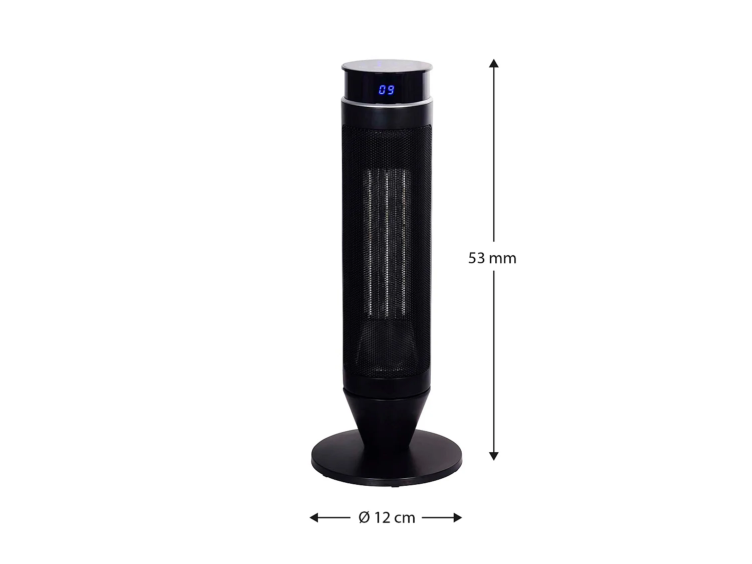 Chauffage Céramique Pivotant 2000W Kekai Tour Swing Black 12x12x53 cm Usage Intérieur avec Télécommande Incluse