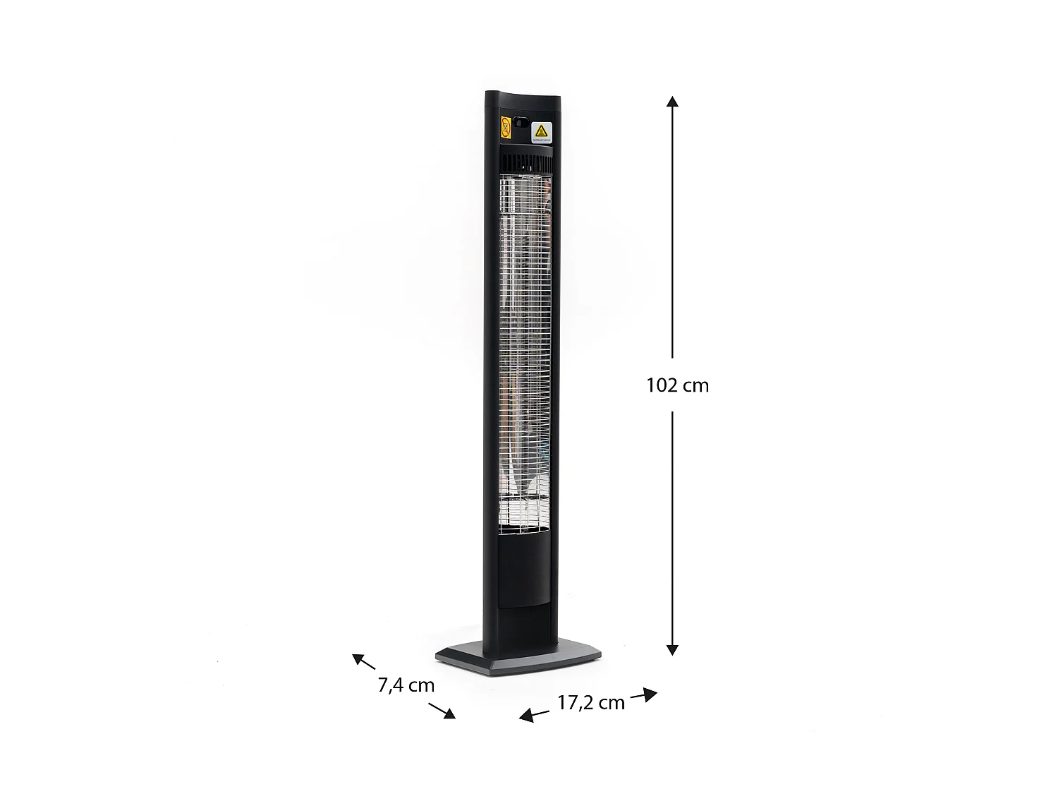 Chauffage Électrique Portable Infrarouge Fibre Carbone 2000W Int. et Ext. Kekai 17,2x7,4x102 cm Télécommande incluse