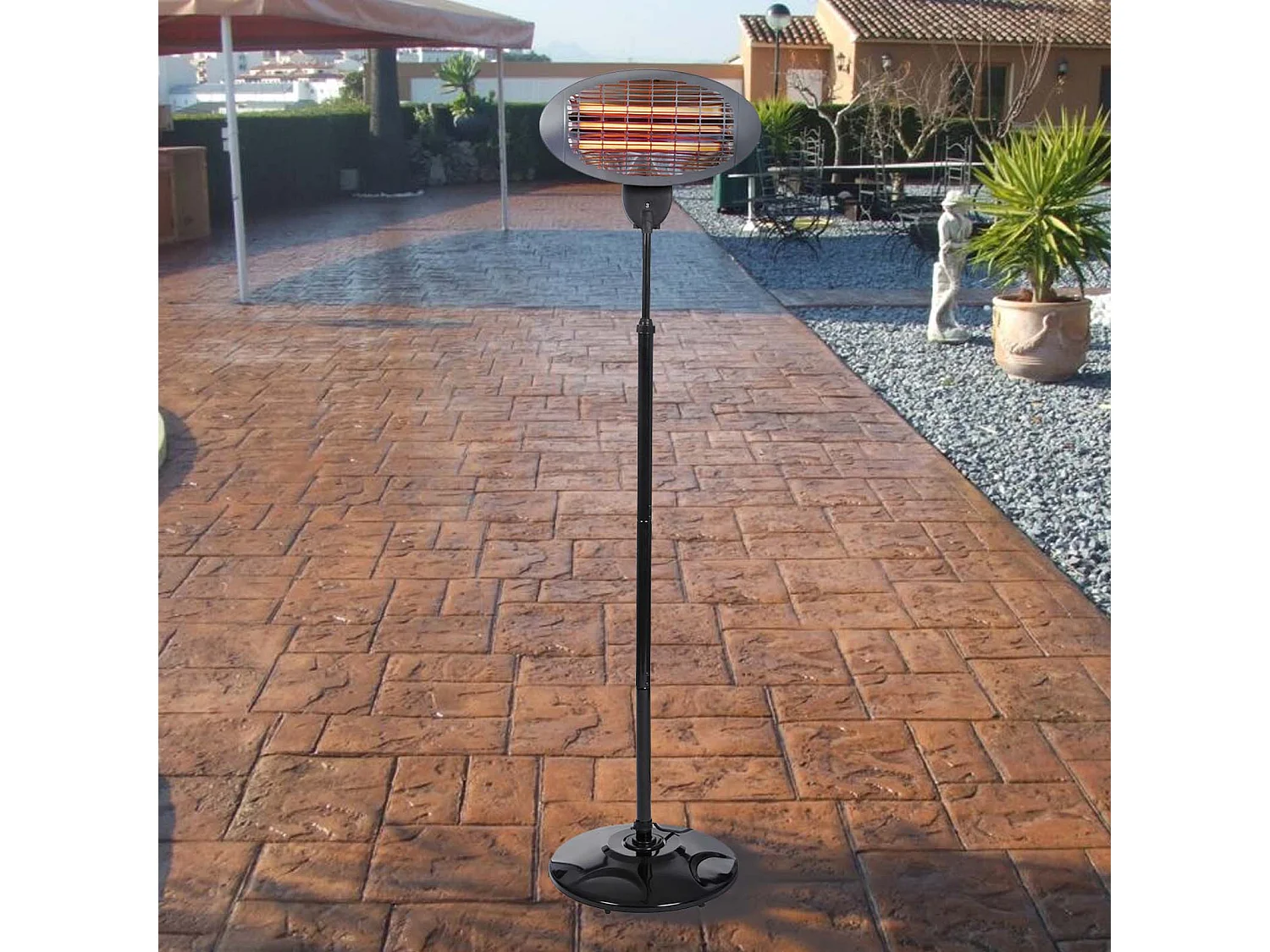 Chauffage Radiant à Quartz pour Extérieur 2000W Kekai Terrace avec Hauteur Réglable 120-210 cm avec 3 Tubes Radiants