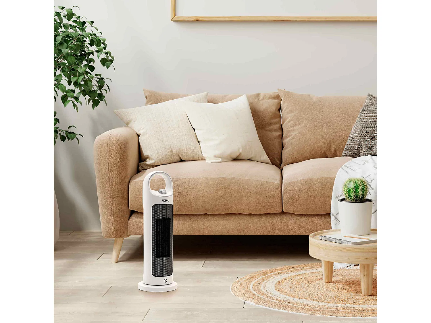 Chauffage Céramique Pivotant 2000W Kekai Torre Silent 18x18x53 cm pour Intérieur avec Poignée Supérieur