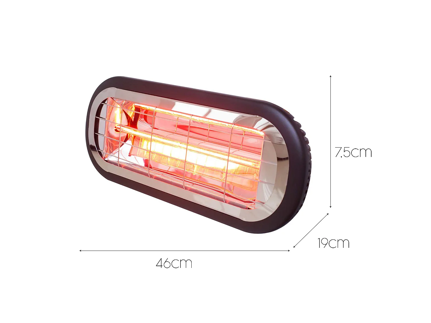 Chauffage Électrique Infrarouge Fibre de Carbone 2000W Int. et Ext. Kekai Top Design 46x19x7,5 cm Suspendu et Mural