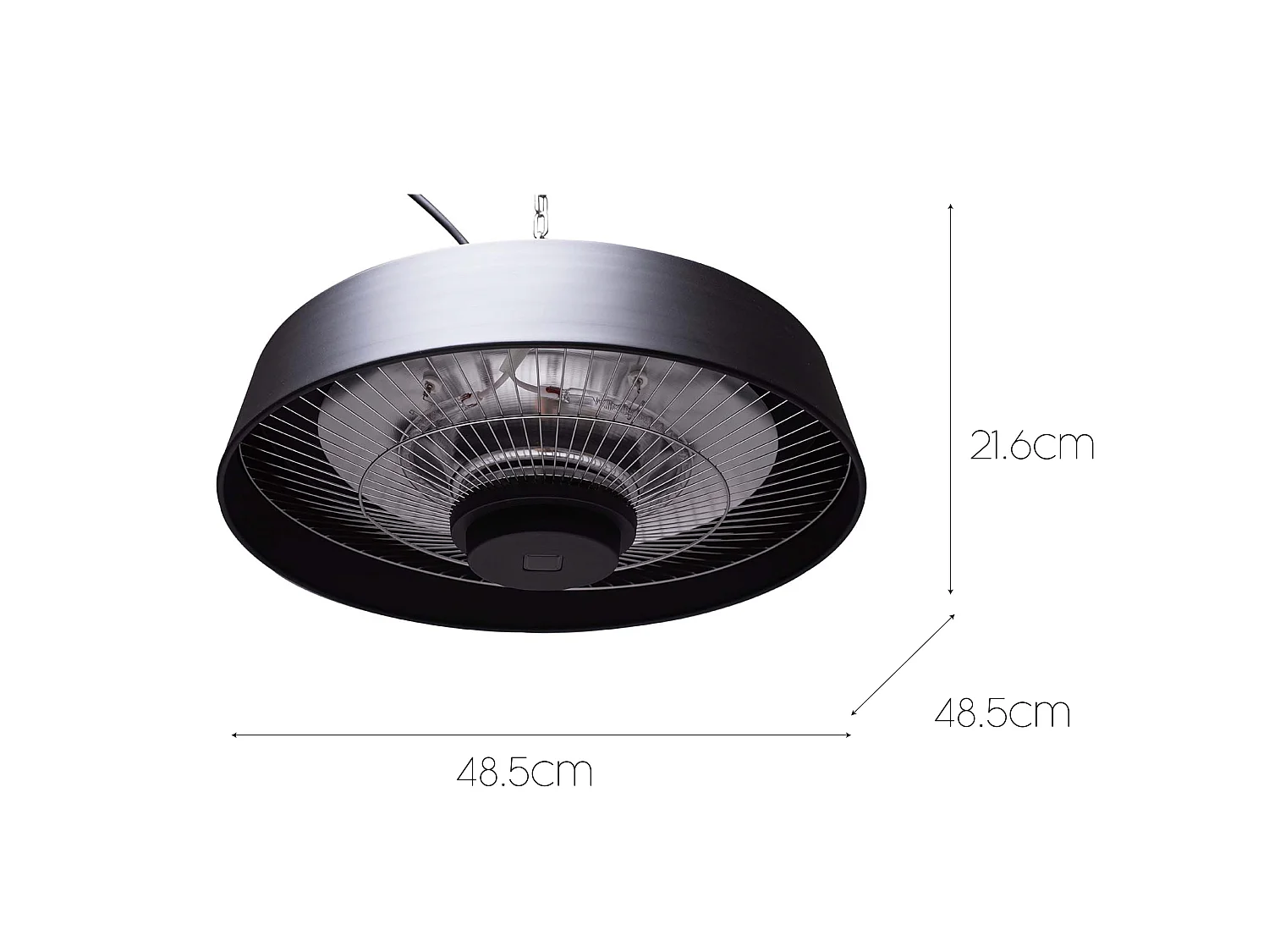 Chauffage Électrique Infrarouge Halogène 2000W Int. et Ext. Kekai Top Design Suspendu 48,5x48,5x21,6cm Télécommande