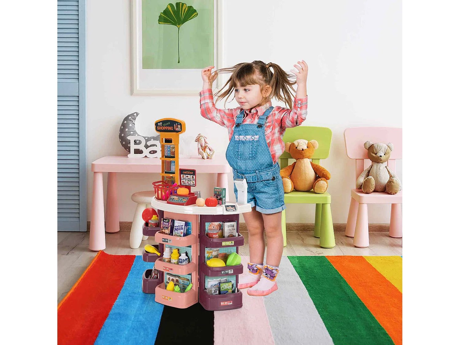 Supermarché Jouet Robincool Market 51x27x78 cm avec Balance Scanner avec Son et Lumière Accessoires Inclus