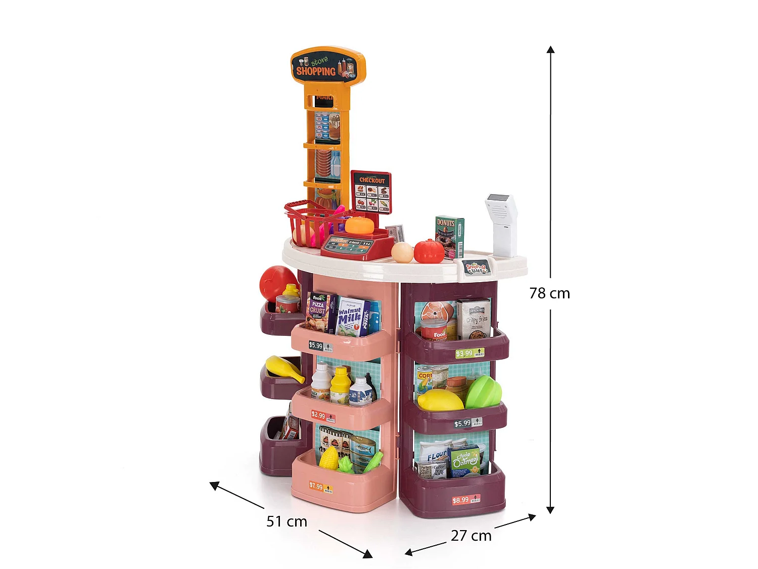 Supermarché Jouet Robincool Market 51x27x78 cm avec Balance Scanner avec Son et Lumière Accessoires Inclus
